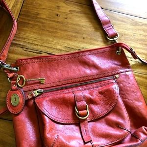 Burnt Orange Fossil Slim crossbody purse/hobo